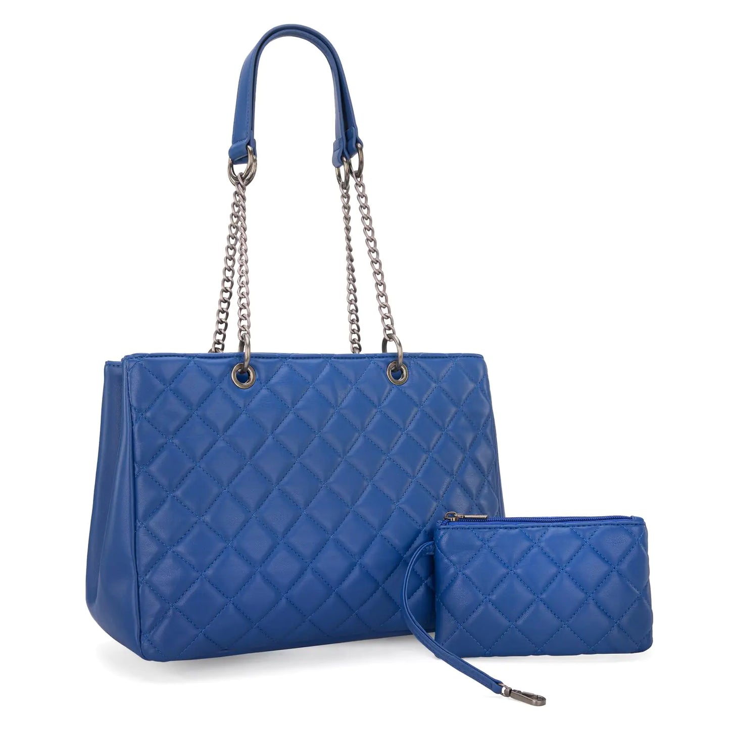 Montana West Quilted Handbag for Women Tote Purse Shoulder Bag Large Fashion Hobo Purse With Chain MWC-259BLUE